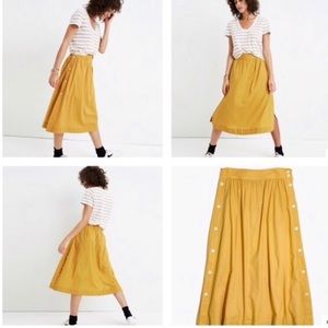 Madewell side button yellow cotton skirt size 4